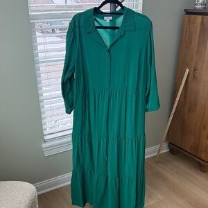 J. Jill Green 3/4 Sleeve Tiered Dress